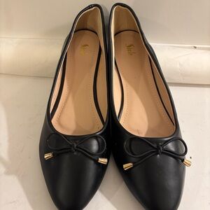Black Preppy Ballerina Flats with Bows Size 11